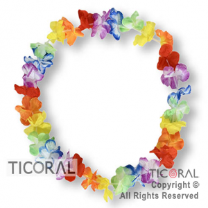 COLLAR HAWAIANA FLORES TELA MULTICOLOR x 12 COLLAR HAWAIANA FLORES TELA MULTICOLOR x 12